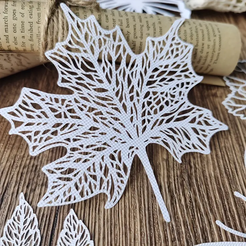 Retro Lace Stickers White Scrapbook Leaf Scrapbook Photo Album Handmade Paper DIY Decoration Crafts Stationery Supplies