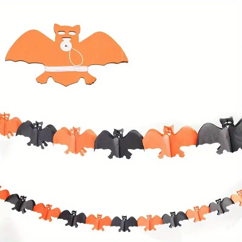 Halloween Honeycomb Pumpkin Paper Stretch Bat Pull Flag Spider Banner Halloween Party Decoration