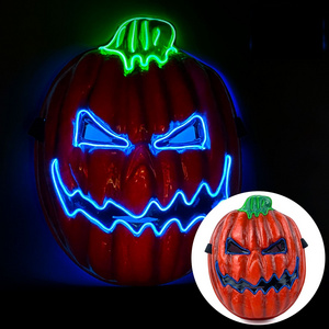 Sunbeauty Glowing Pumpkin EL Wire EVA Mask Halloween Cosplay Party Supplies Scary Face Led Mask