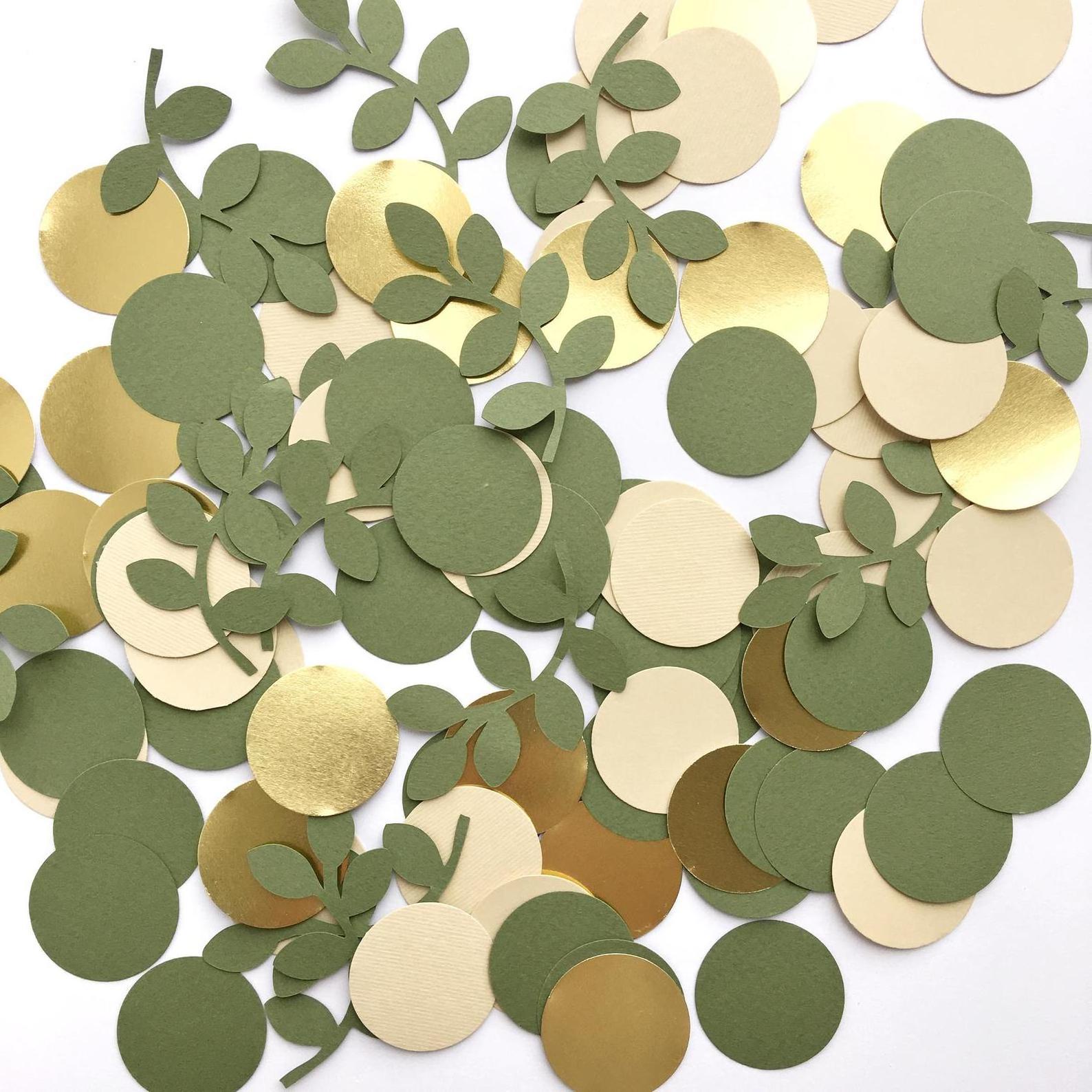 Greenery Gold Eucalyptus Confetti Baby Shower Table Decoration for Country Nature Theme Party Bridal Shower Decor Supplies