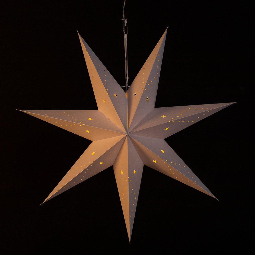 Hollowed Out Seven Pointed Star 45cm 75cm Handmade Paper Star Decoration Star Light Mall Window Hanging Decorations