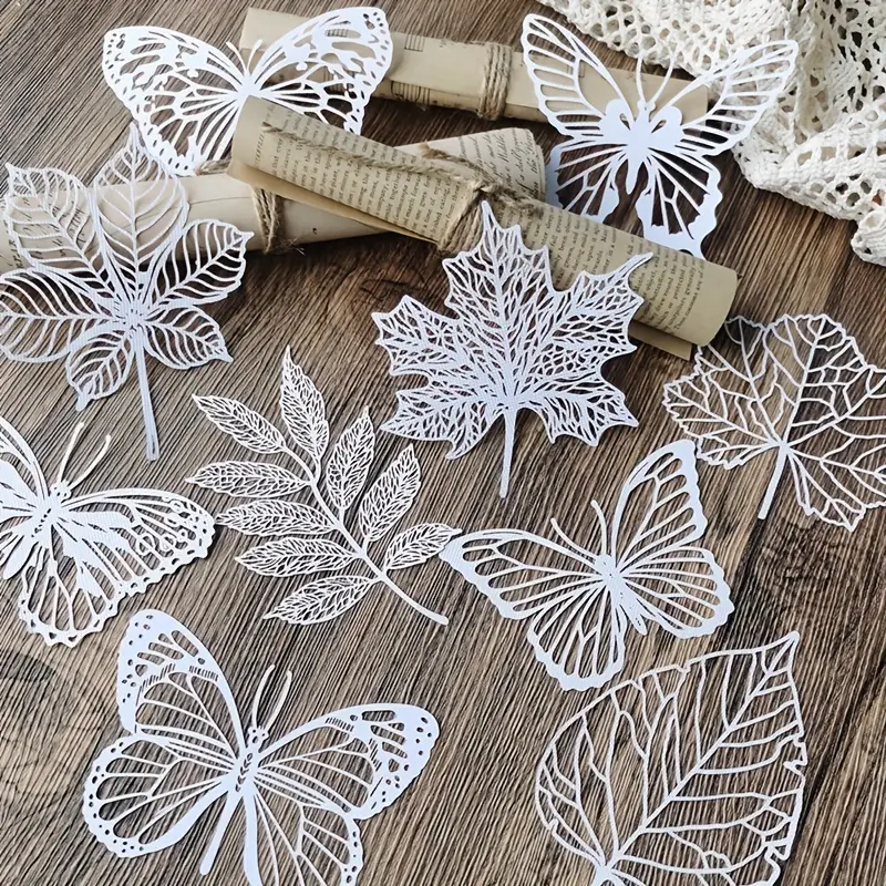 Retro Lace Stickers White Scrapbook Leaf Scrapbook Photo Album Handmade Paper DIY Decoration Crafts Stationery Supplies