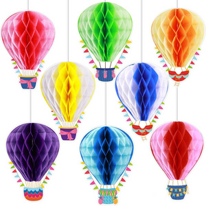 Honeycomb Hot Air Balloon Decoration Multi Colored 3D Balloon Shape Paper Honeycomb Ball for Wedding Decoration Party Supplies