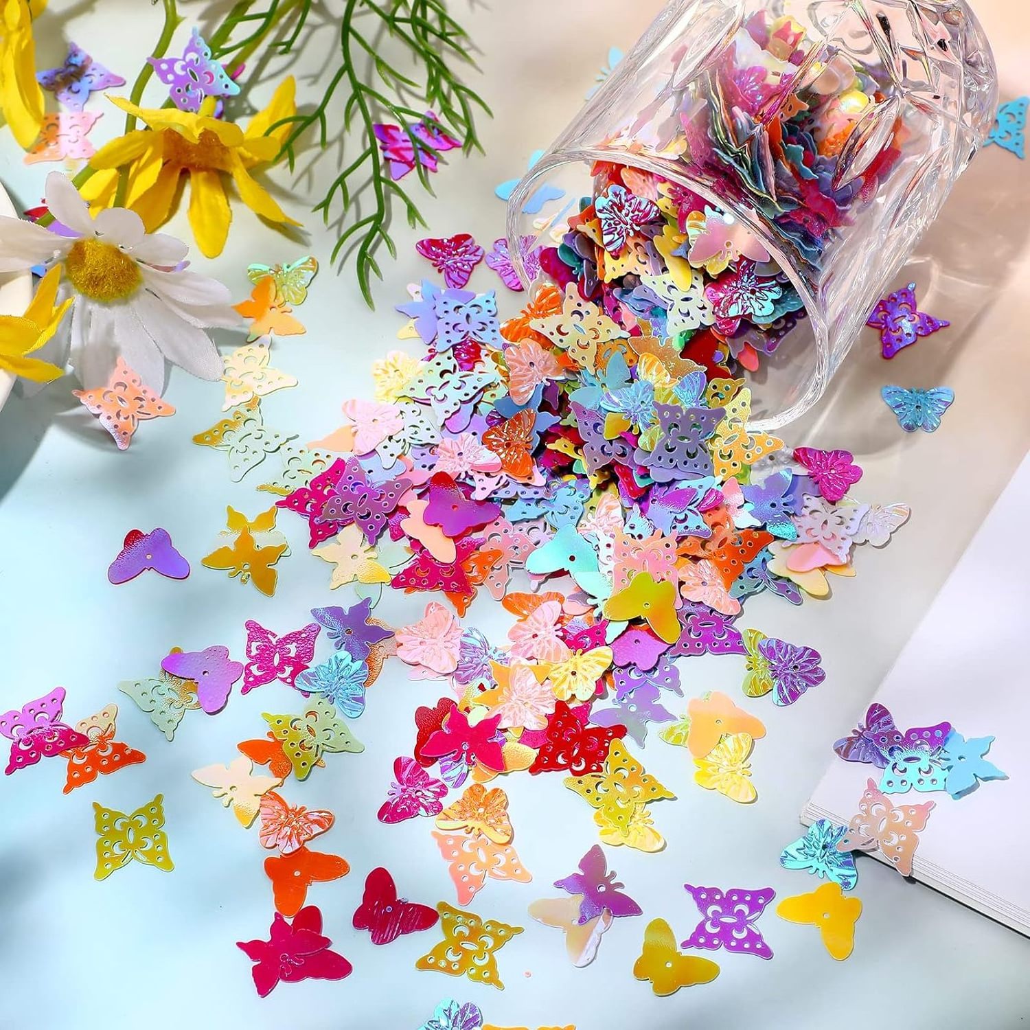 Mixed Color Orange Blue Green Art Butterfly Confetti DIY Glitter Flake 3D Sequins Confetti Supplies Decoration