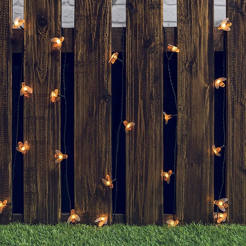 Solar Bee String Lights Outdoor Led Honeybee Fairy Lights with 8 Lighting Modes For Garden Party Decoration