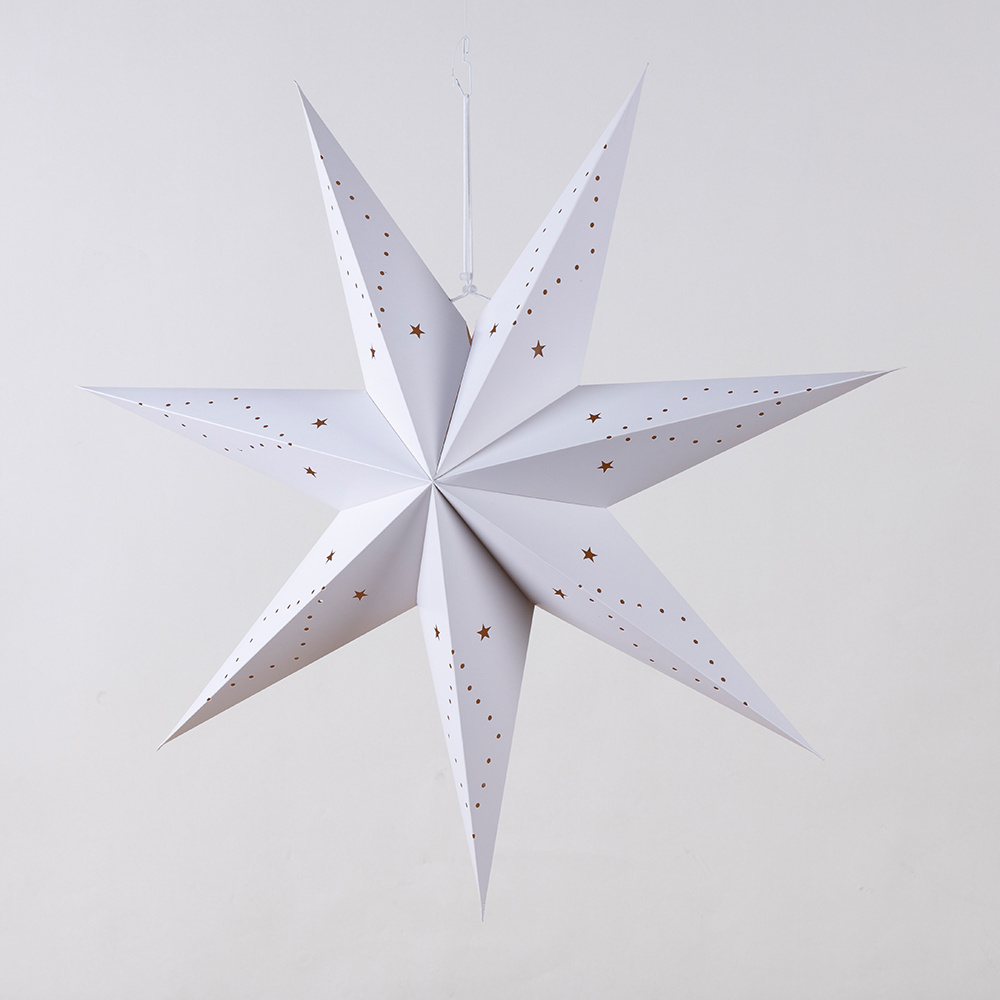 Hollowed Out Seven Pointed Star 45cm 75cm Handmade Paper Star Decoration Star Light Mall Window Hanging Decorations