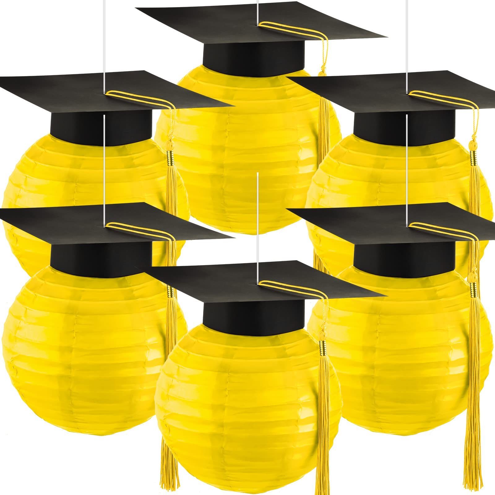 Bulk Graduation Cap Hanging Paper Lanterns Grad Cap Paper Lanterns with Black Grad Hat Tassel Lanterns