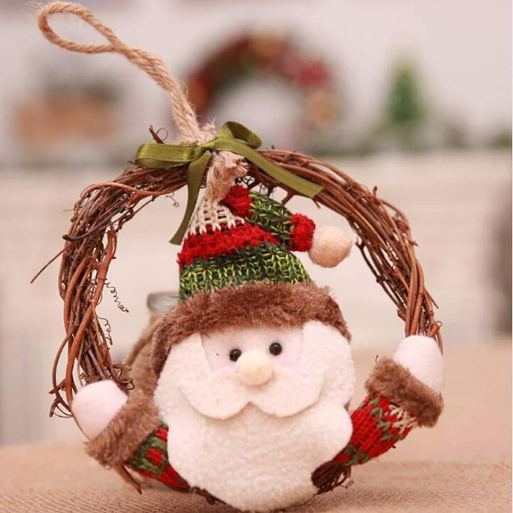 2024 Christmas Rattan Wreath Snowman Santa Claus Xmas Garland Front Door Navidad Noel New Year Wall Window Home Decoration