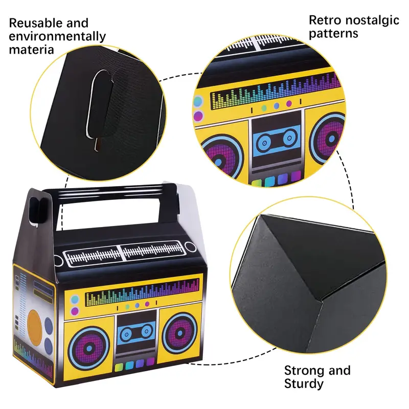 Black Music Radio Boom Gift Boxes For Baby Shower Birthday Table Centerpieces Decorations Hip Hop Party Favor Supplies