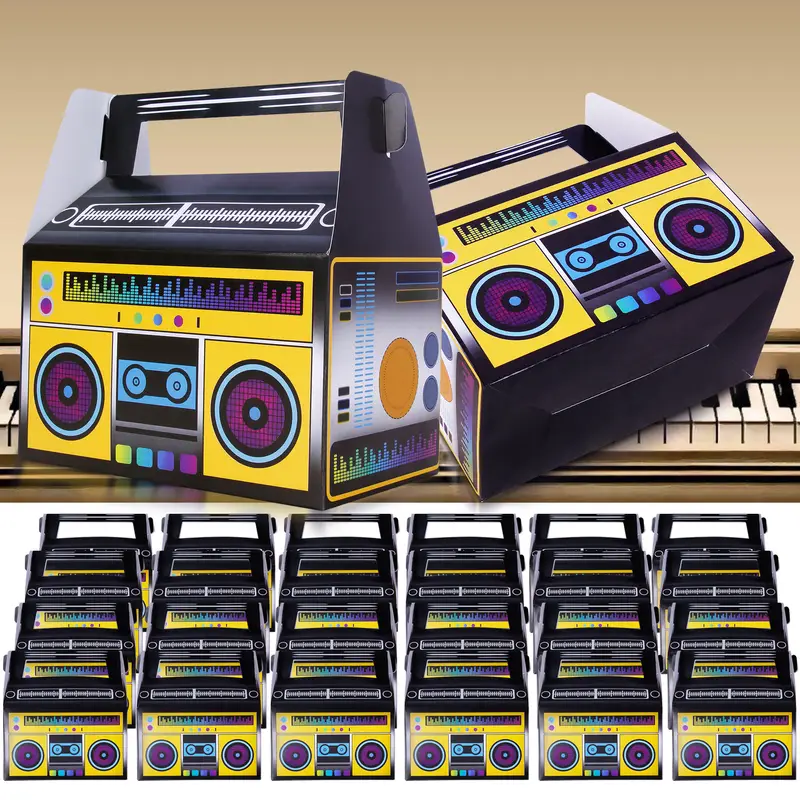 Black Music Radio Boom Gift Boxes For Baby Shower Birthday Table Centerpieces Decorations Hip Hop Party Favor Supplies