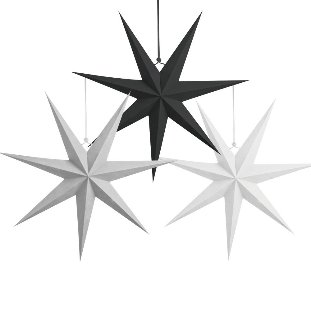 Custom black white grey  Hanging Christmas decoration  seven Point Paper Star