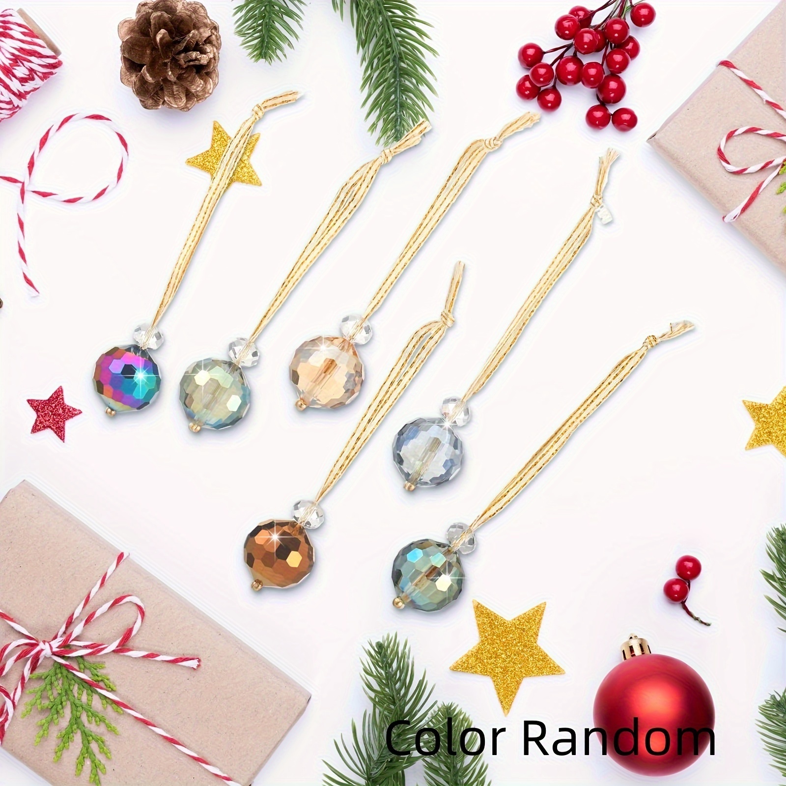 Multicolor Glass Christmas Ornaments Mini Hanging Crystal Ball Prism Rainbow Christmas Tree Christmas Decoration