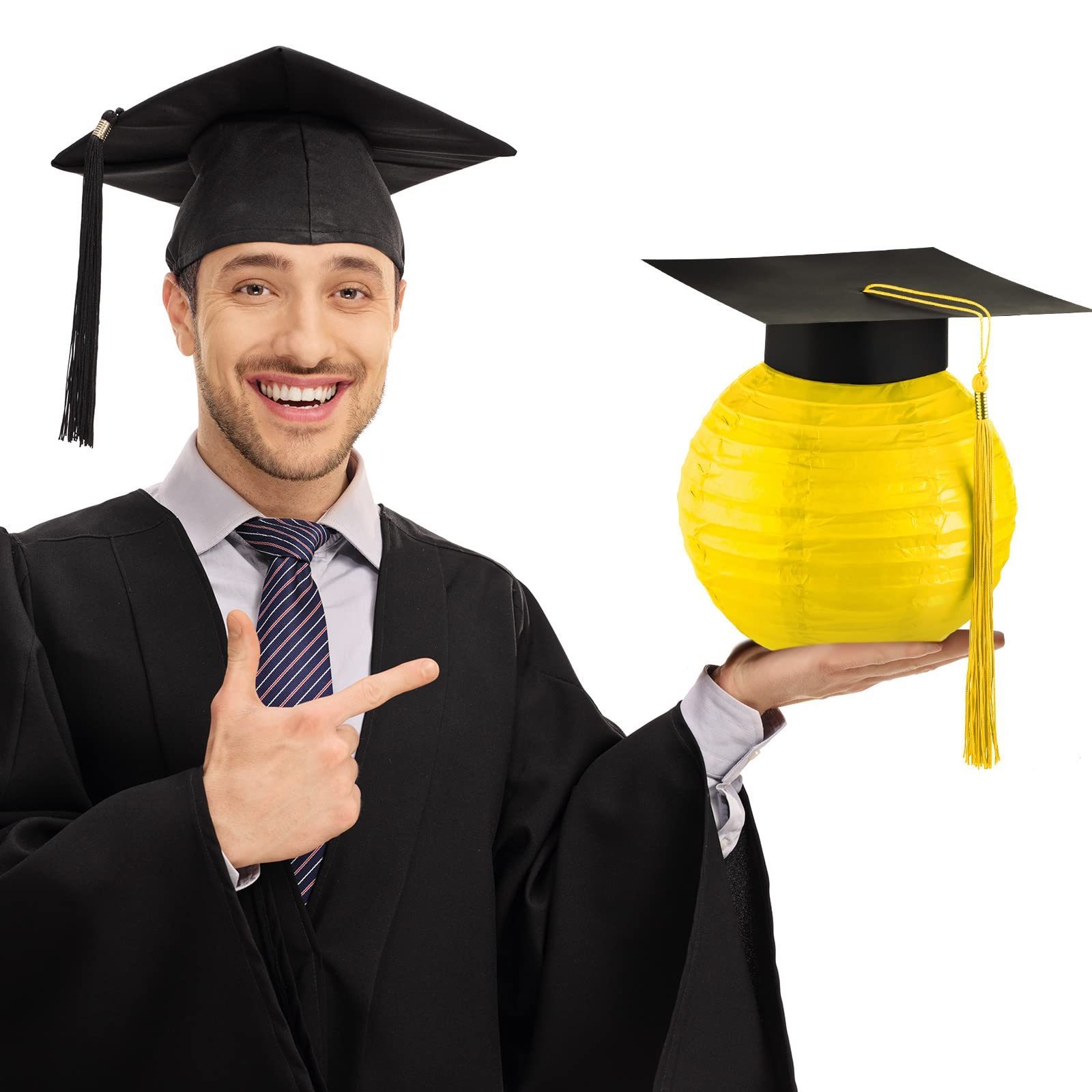 Bulk Graduation Cap Hanging Paper Lanterns Grad Cap Paper Lanterns with Black Grad Hat Tassel Lanterns