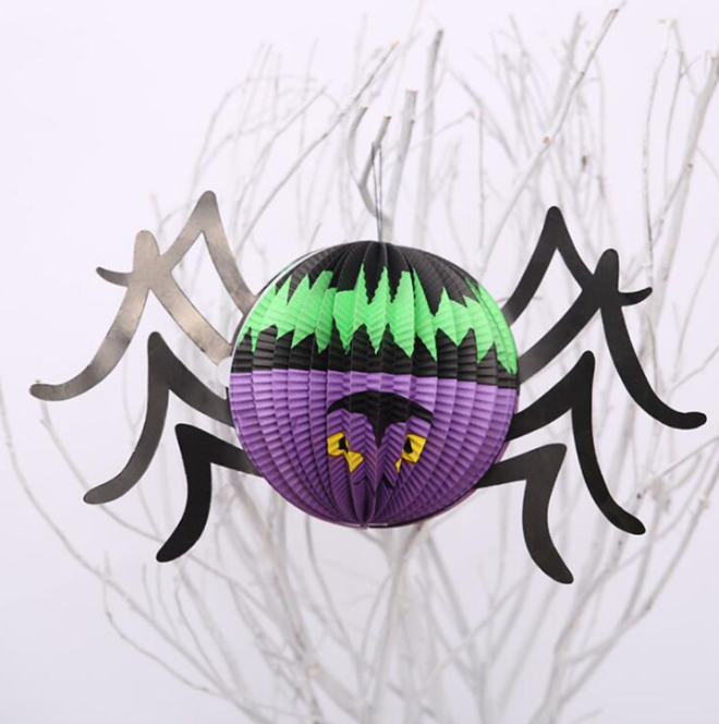 DIY Paper Lantern Halloween Props Decorations Funny Ghost Bat Spider Strap Festival Decoration