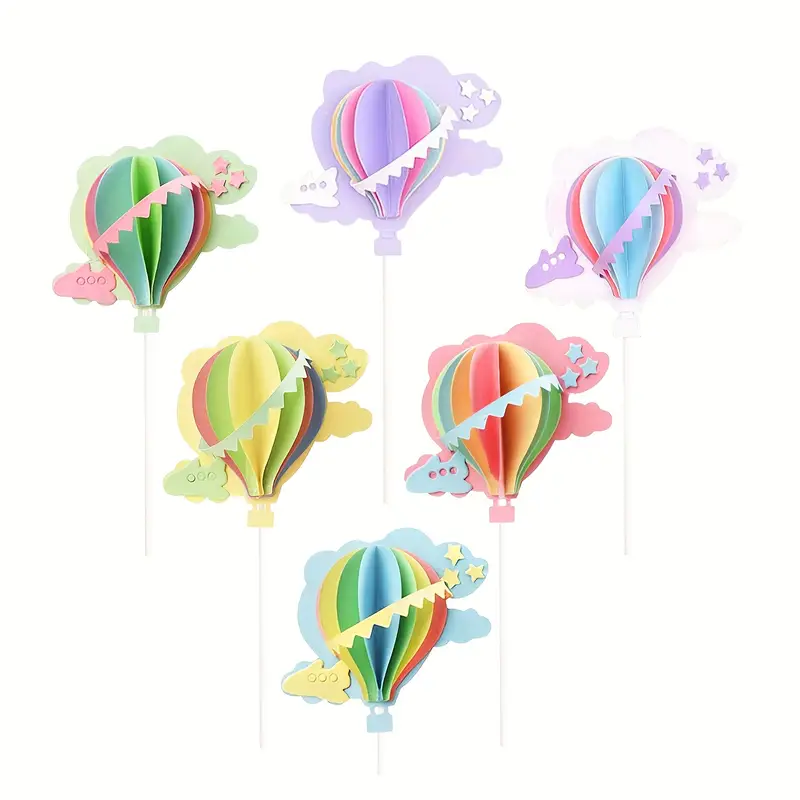 Hot Air Balloon Cake Topper Sticks Kit Cloud Cake Cupcake Decoration For Kids Birthday Party Supplies