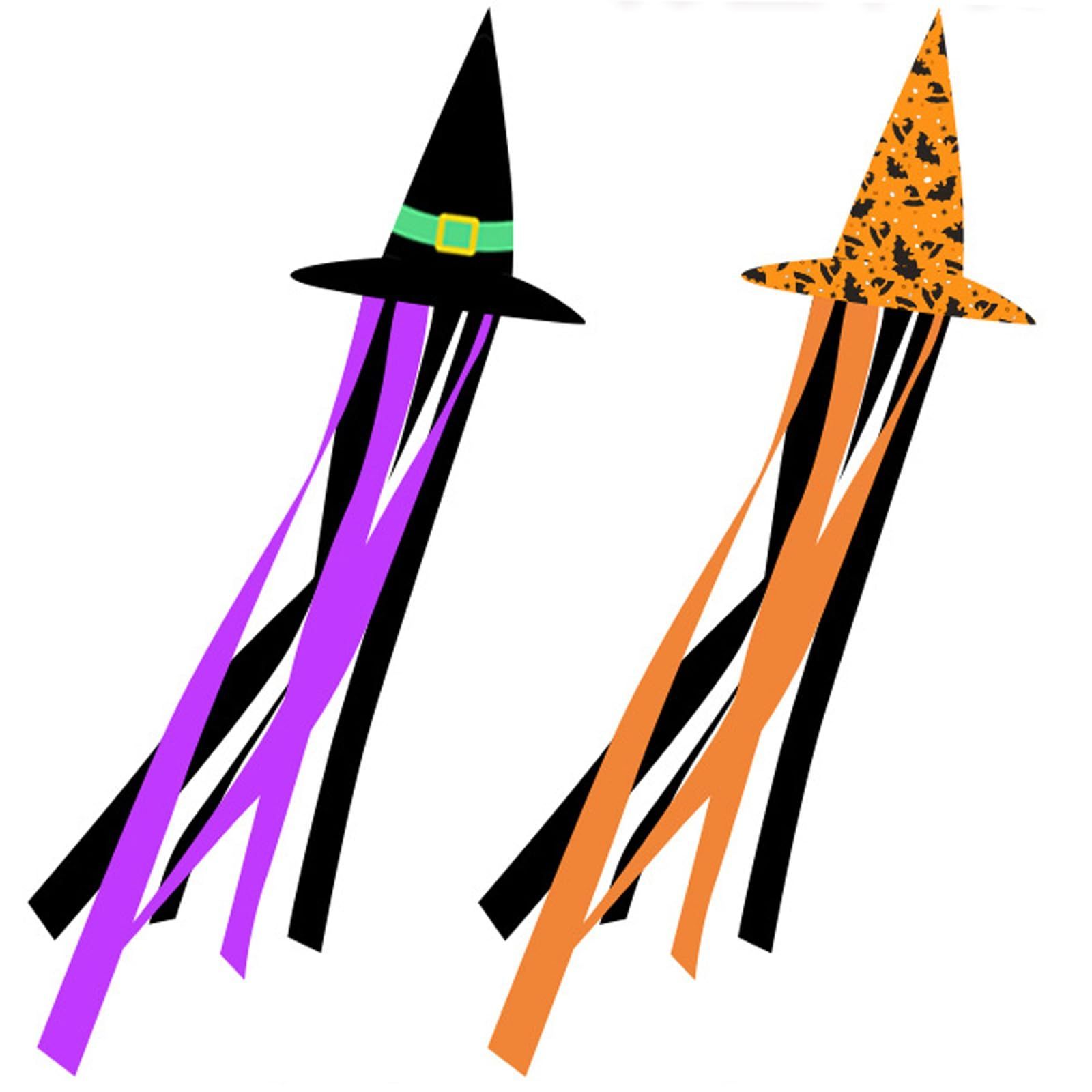 Halloween Witch Hat Windsock Flag Decorations 35 Inch Hanging Flying Witches Witzard Theme Parties Supplies