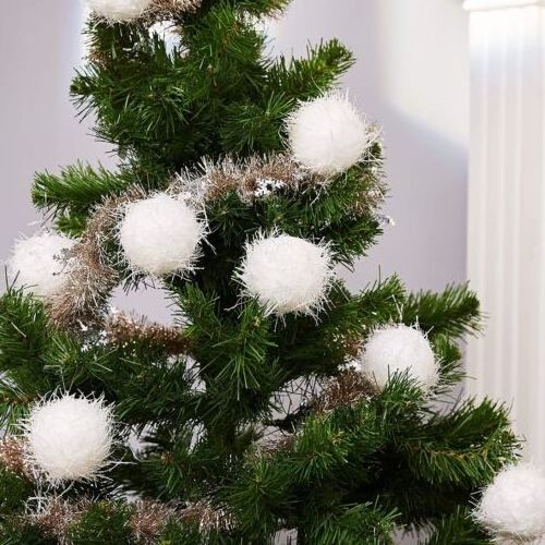 White Glitter Foam Sparkle Christmas Balls White Winter Holiday Design Hanging Foam Bauble Christmas Tree Decoration Ball