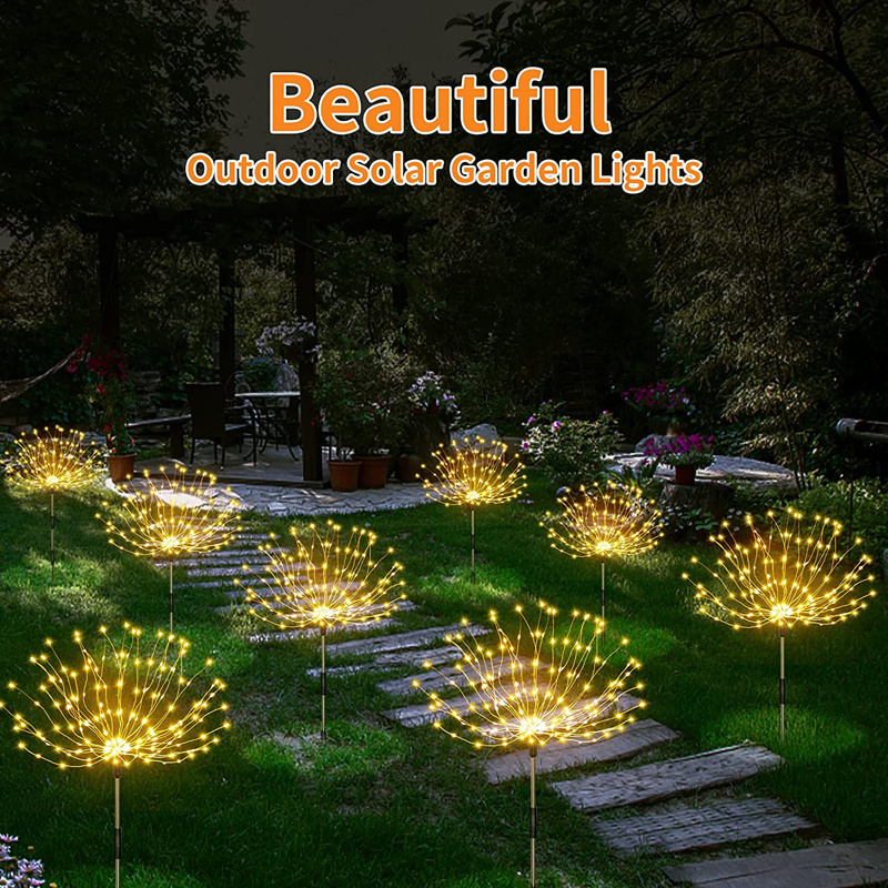 Solar LED Firework Fairy Lights Outdoor Garden Decoration Lawn Pathway Lights For Patio Yard Party Wedding Decor