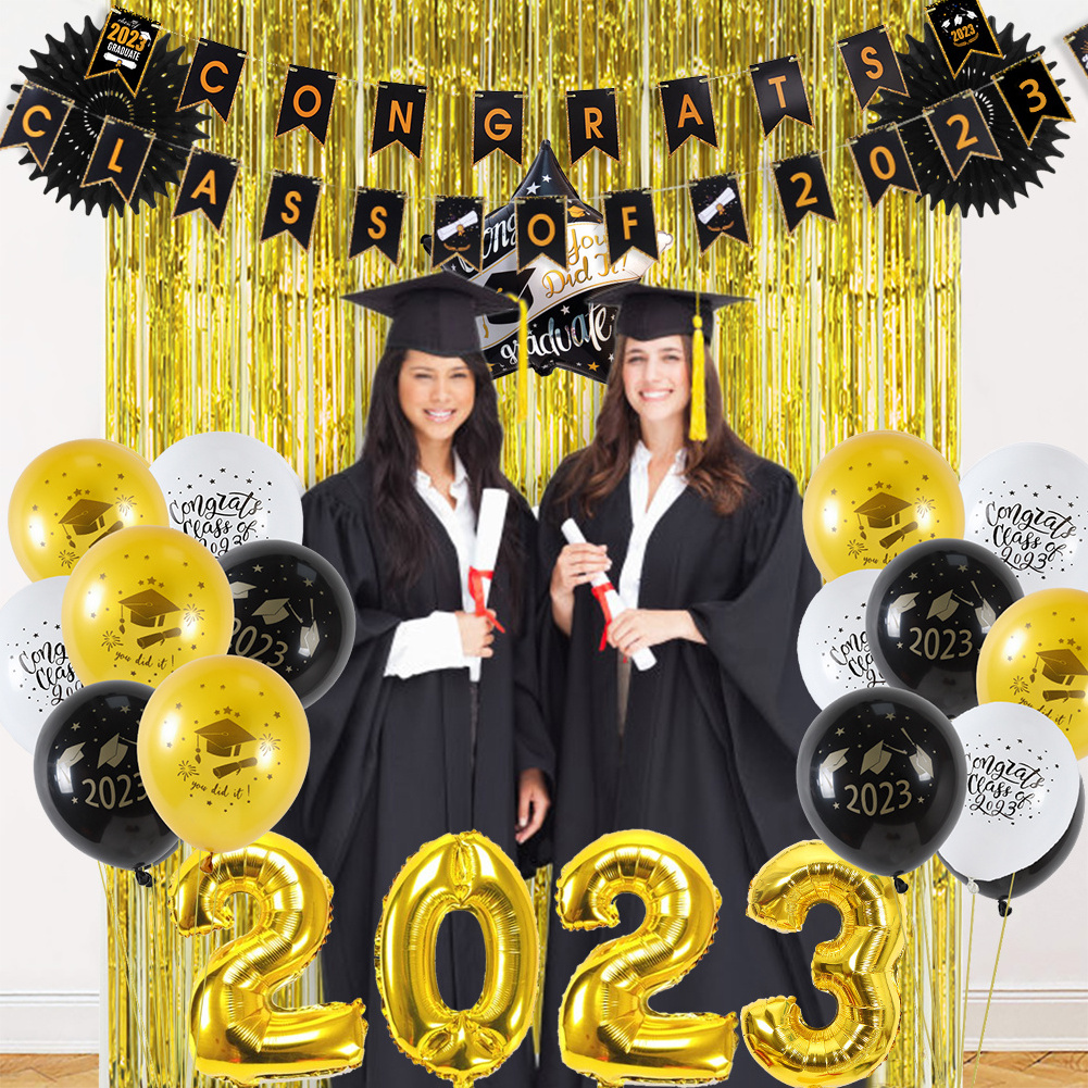 2023 Graduation Foil Balloons Banner Party Decoration We Are Proud of You Congratulations Banner Graduation Party Supplies