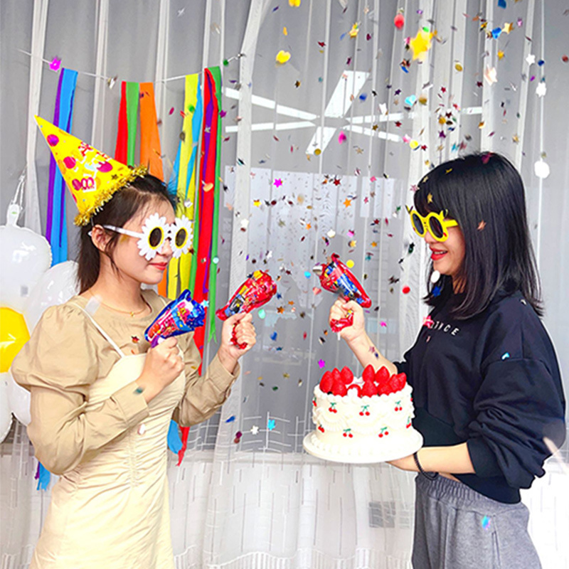 Wholesale Automatic Inflatable Fireworks Gun Confetti Balloon for Gift Wedding Holiday Atmosphere Sequin Single Unisex Printed