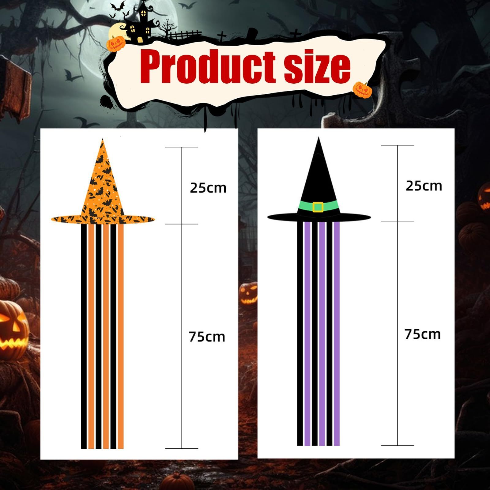 Halloween Witch Hat Windsock Flag Decorations 35 Inch Hanging Flying Witches Witzard Theme Parties Supplies