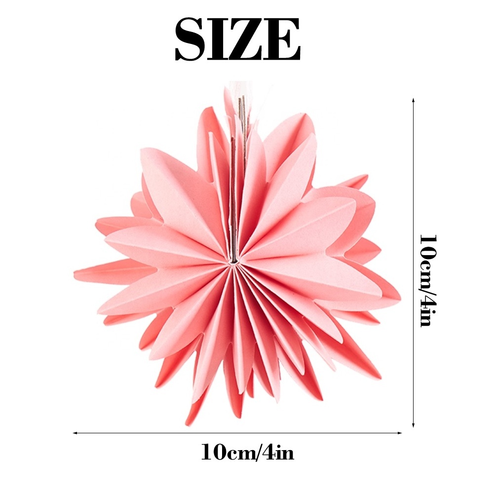 2024 Spring Paper Snowflake Fan Party Decorations Hanging Pink Three Layers Paper Fan