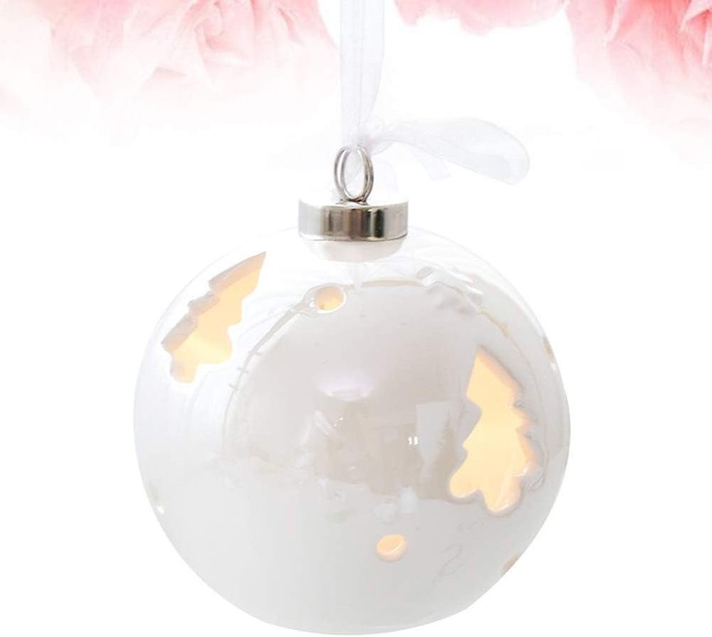 Nordic Ceramic Ball with Light Ornament Christmas Tree Hanging Ceramic Ball Bauble Christmas Ball Ornament