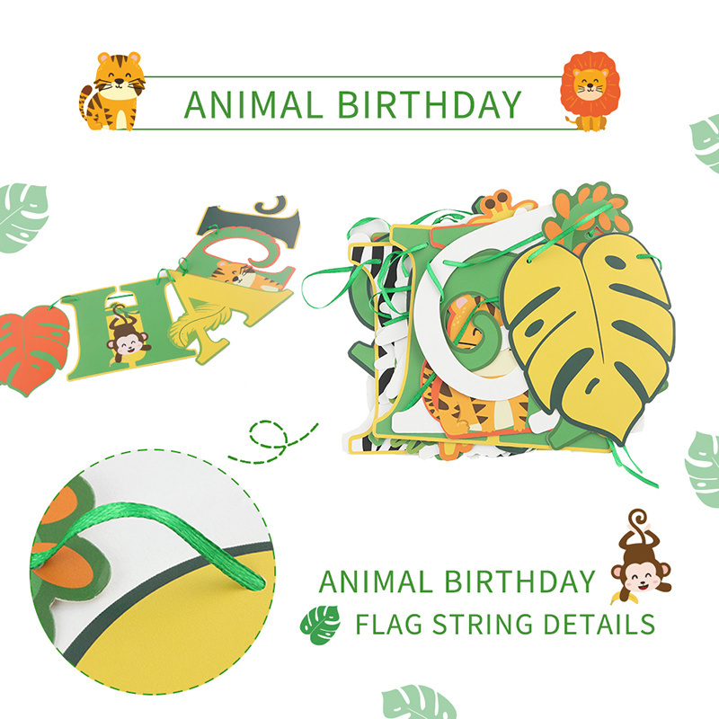 Hot Selling Jungle Safari Theme Birthday Party Decorations paper birthdays party decor for kids