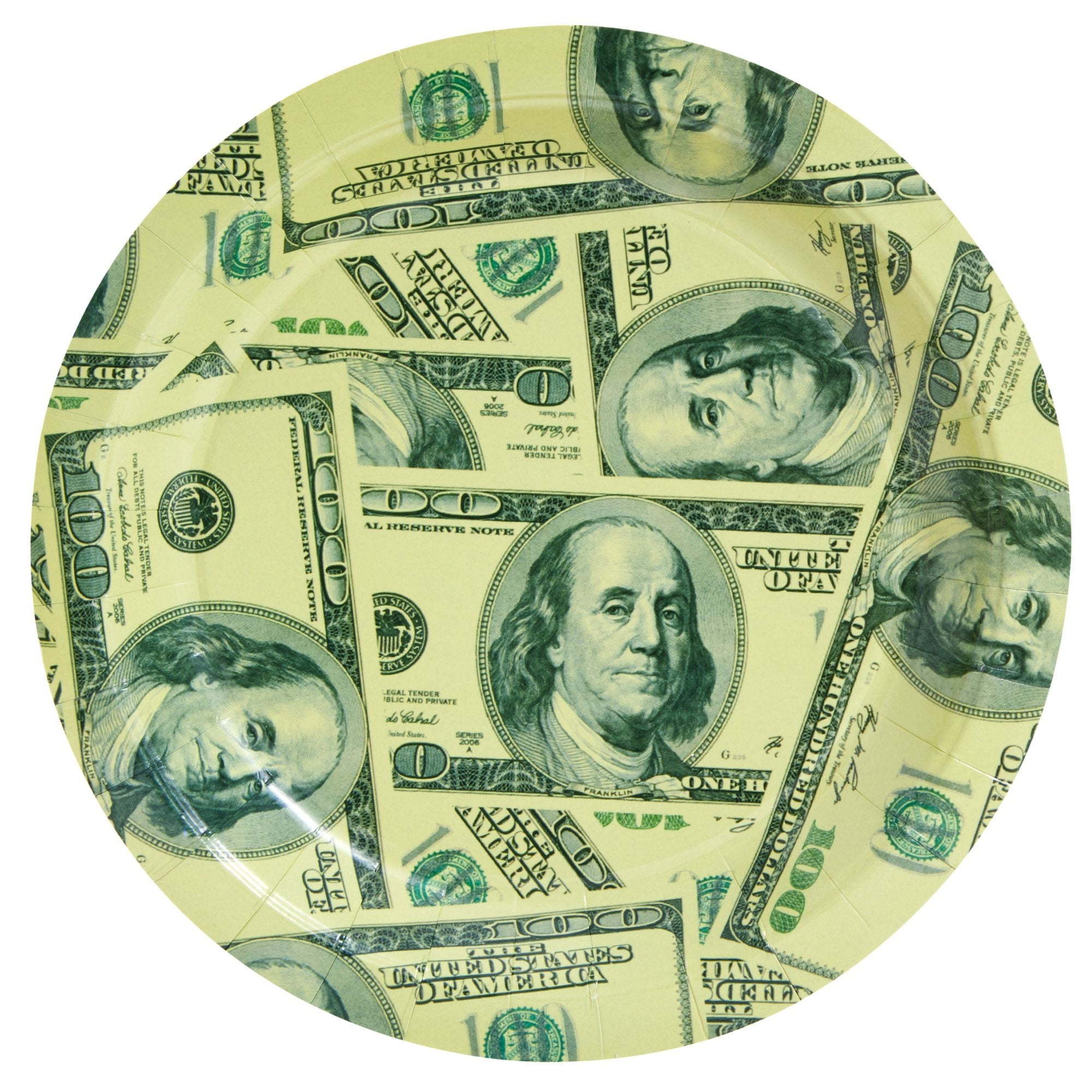 144 Piece Money Birthday Party Decorations Supplies Hundred Dollar Bill Novelty Support Paper Plates Napkins Cups Tableware Set 