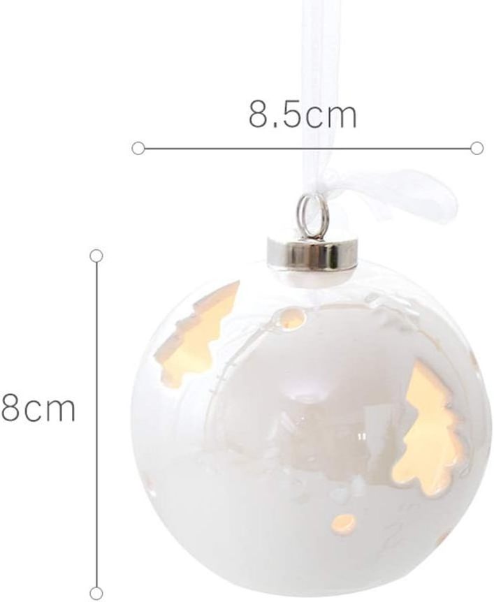 Nordic Ceramic Ball with Light Ornament Christmas Tree Hanging Ceramic Ball Bauble Christmas Ball Ornament