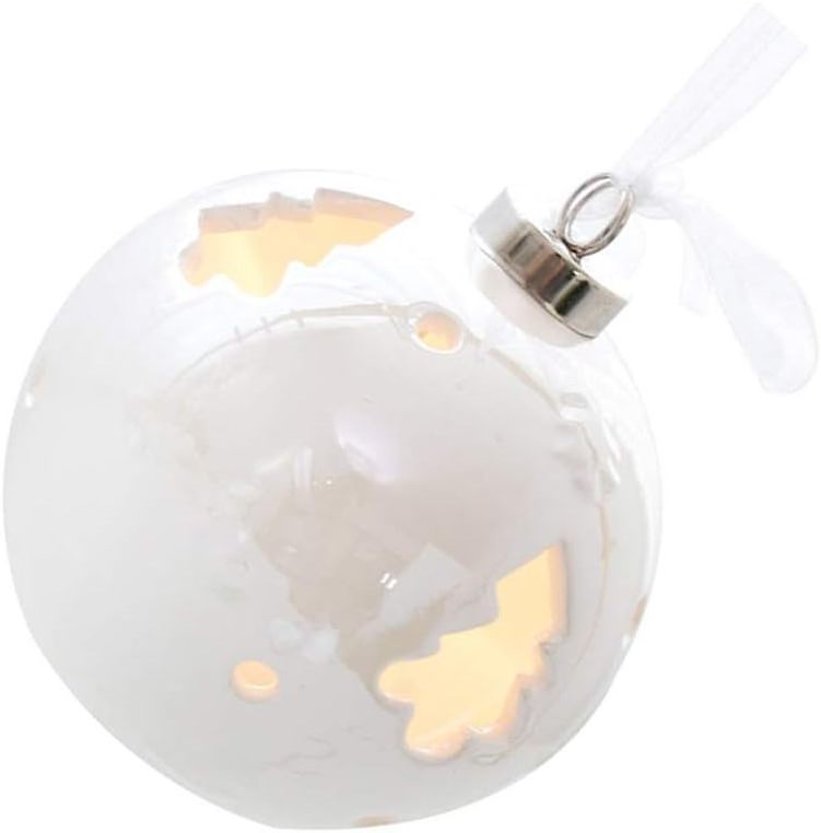 Nordic Ceramic Ball with Light Ornament Christmas Tree Hanging Ceramic Ball Bauble Christmas Ball Ornament