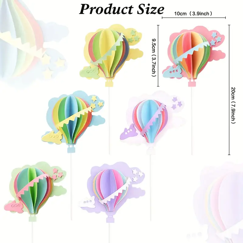 Hot Air Balloon Cake Topper Sticks Kit Cloud Cake Cupcake Decoration For Kids Birthday Party Supplies