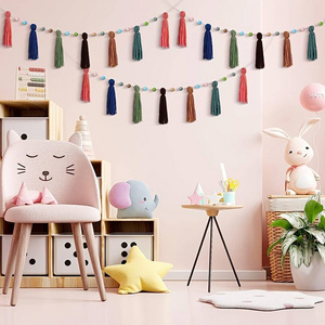 Colorful Rainbow Tassel Garland Classroom Tassel Garland Banner Decoration Wall For Baby Shower Christmas Decoration