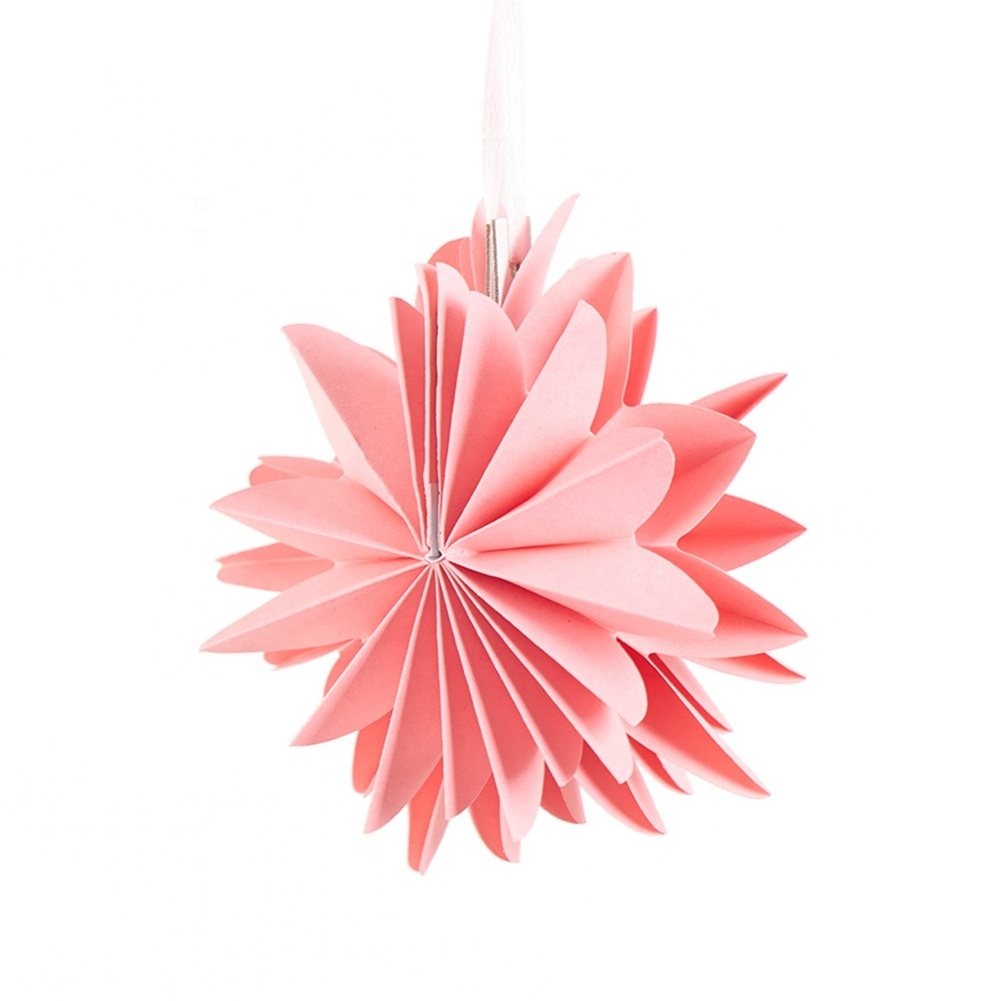 2024 Spring Paper Snowflake Fan Party Decorations Hanging Pink Three Layers Paper Fan