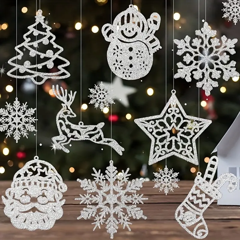 Christmas Party Background Decoration Hanging Snowflakes Christmas Tree Arrangement Pendant Decoration