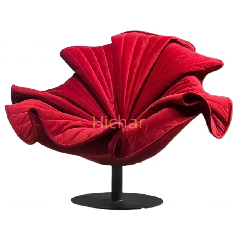 modern leisure fabric velvet chair sofa flower tub swivel round base stand designer accent chair for living room hotel lobby