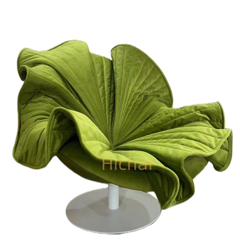 modern leisure fabric velvet chair sofa flower tub swivel round base stand designer accent chair for living room hotel lobby