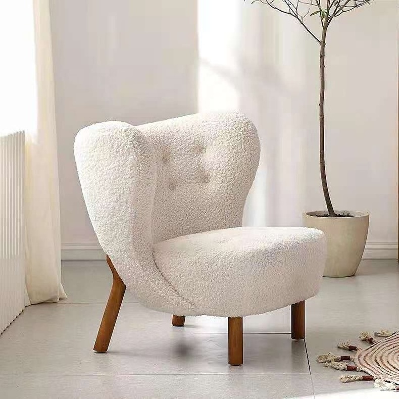 modern comfortable Coffee Lounge Lamb Wool Fabric Chairs For Hotel Lounge Chair Relax Teddy Fabric Fancy Living Room Chairs