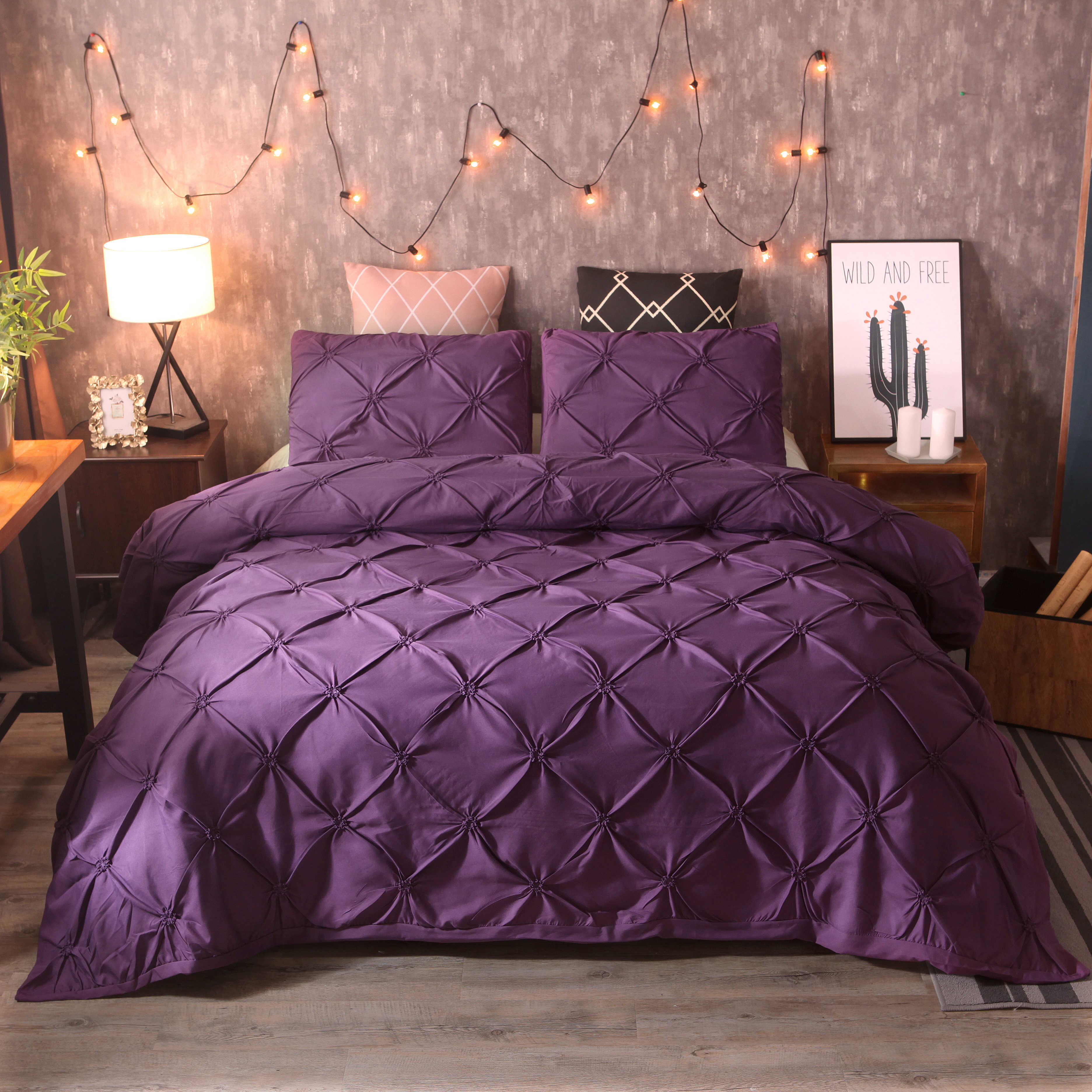 Luxury Hotel Decorative Bedding Set Designs Customized Purple Duvet Cover Set