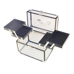 Carrying  Acrylic p cosmetic box  Nail Polish Case  makeup case Lip Lipstick Storage Box vanity case with trays factory directly