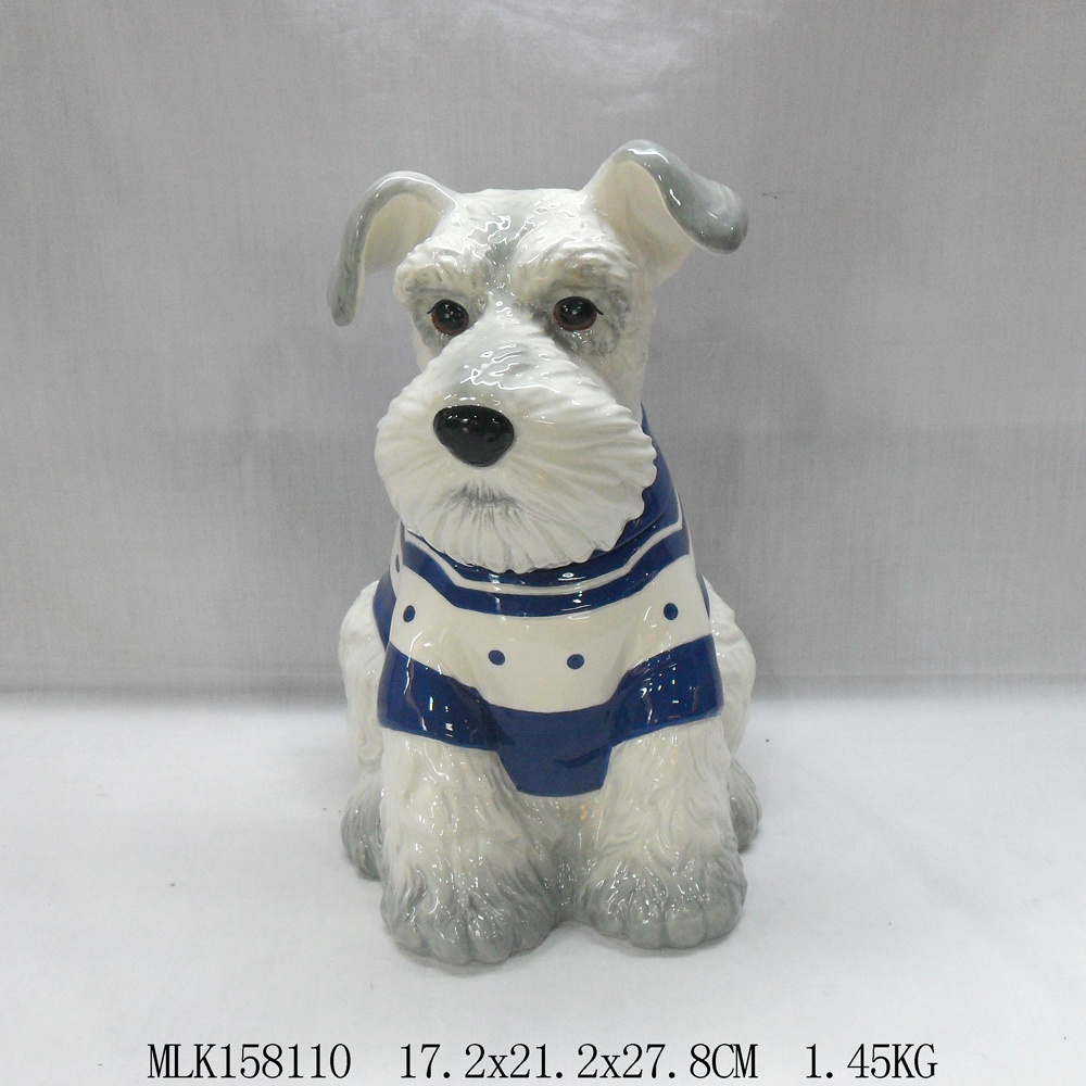 OEM&ODM Hand Painted Ceramic Lifelike Dog Shape Food Canisters 3D Animal Cookies Jars Wholesale