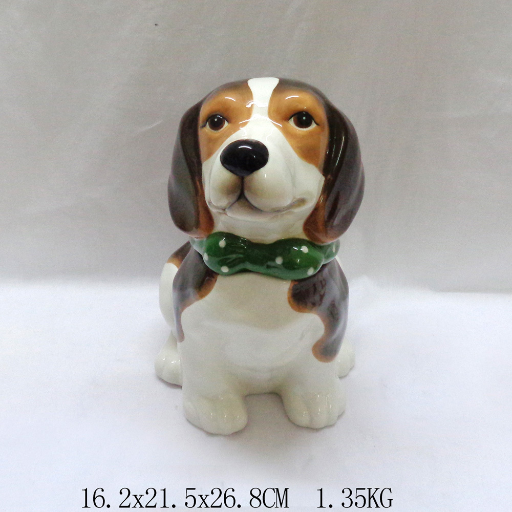 OEM&ODM Hand Painted Ceramic Lifelike Dog Shape Food Canisters 3D Animal Cookies Jars Wholesale