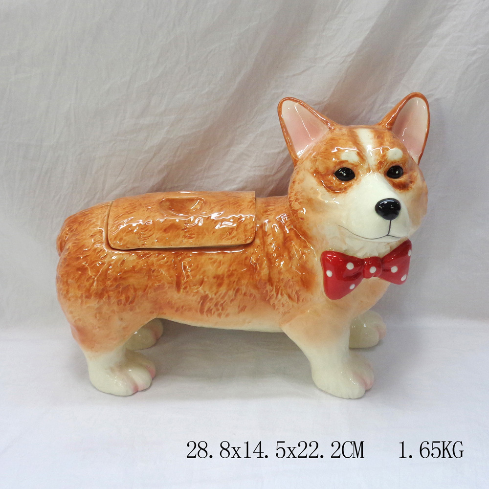 OEM&ODM Hand Painted Ceramic Lifelike Dog Shape Food Canisters 3D Animal Cookies Jars Wholesale