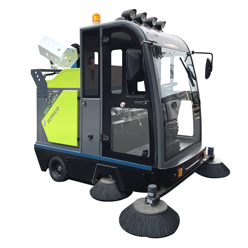 Factory Price Supnuo SBN-2000AC road sweeper brushes ride on fully enclosed electric compact street floor sweeper