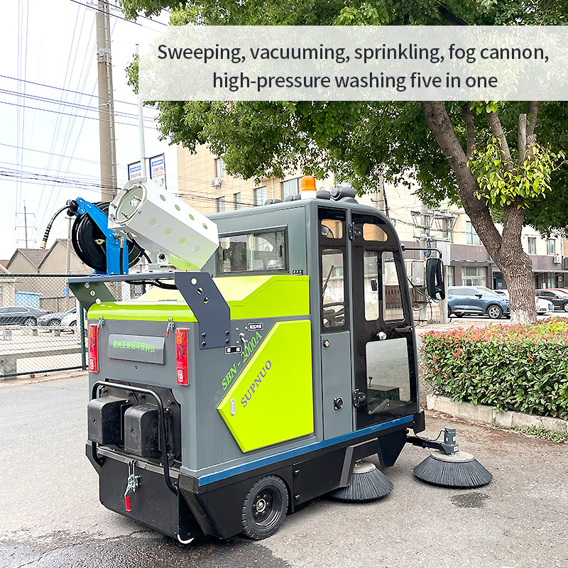 Factory Price Supnuo SBN-2000AC road sweeper brushes ride on fully enclosed electric compact street floor sweeper