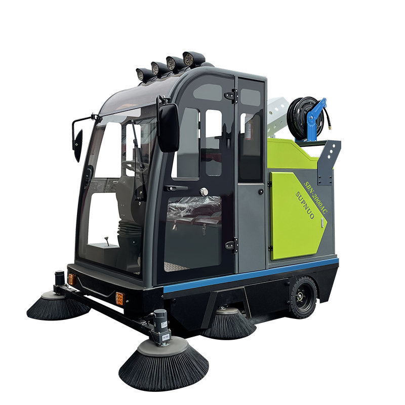 Factory Price Supnuo SBN-2000AC road sweeper brushes ride on fully enclosed electric compact street floor sweeper