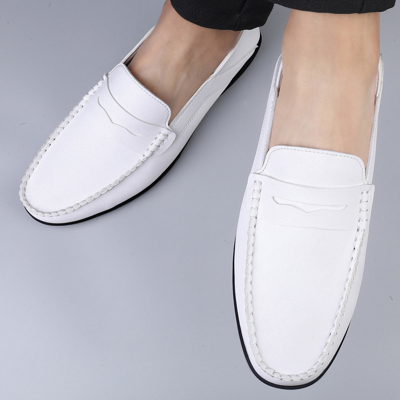 2023 four seasons men's bean shoes lazy man half drag low soft sole soft surface white casual shoes trend men's shoes