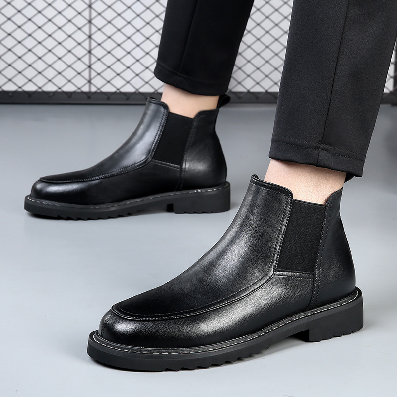 High-end Chelsea Boots for Men - Pointed Toe Genuine Leather British Martin Boots