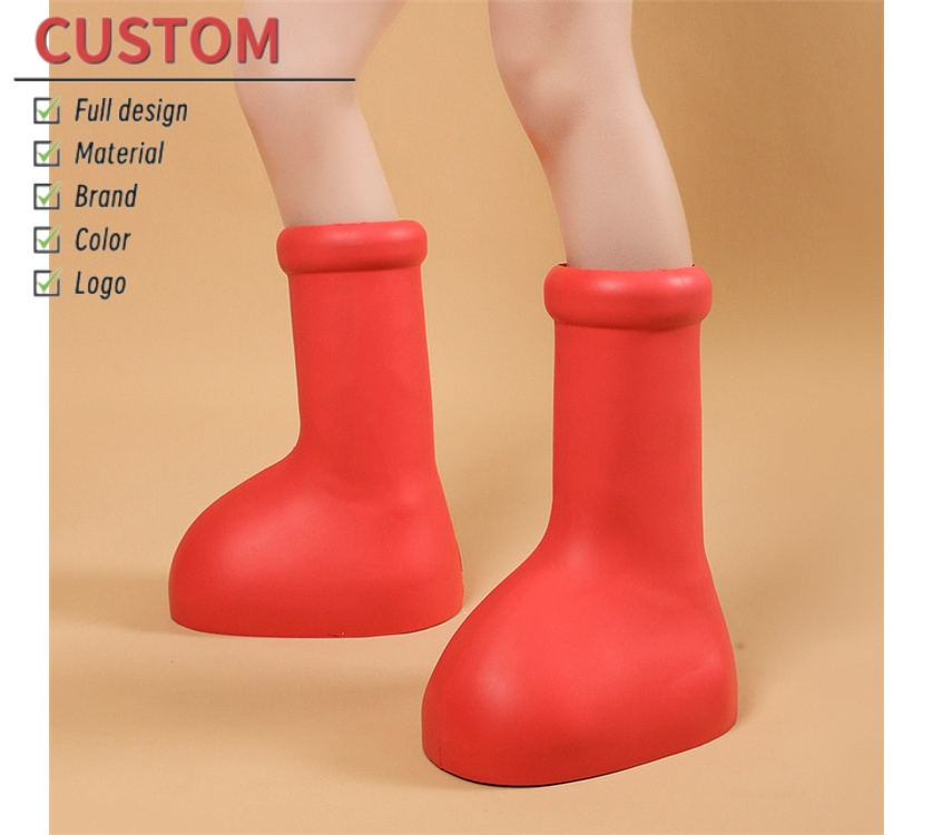 Wholesale Astro Boy Red Boots Same Style Fashion Internet Red Couple Big Head New Increased Thick Bottom Rain Shoes