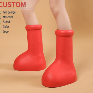 Wholesale Astro Boy Red Boots Same Style Fashion Internet Red Couple Big Head New Increased Thick Bottom Rain Shoes